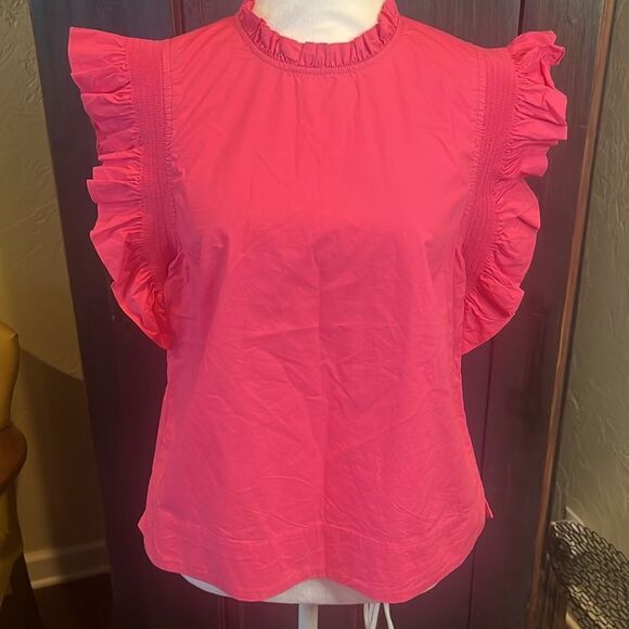 English Factory Pink Ruffled Sleeve Poplin Blouse, size M - Picture 1 of 10